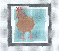 Hen blue background